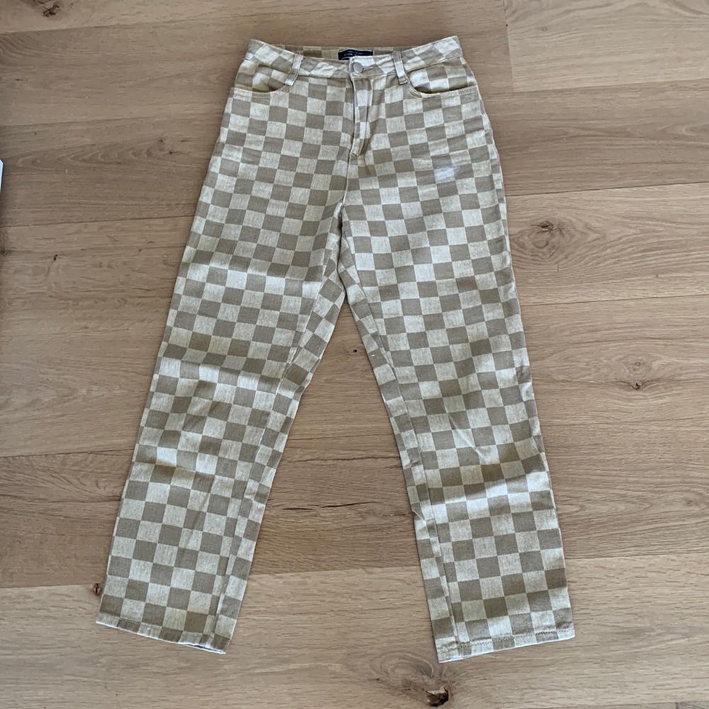 TAN Checked Jean - Picture 4 of 8